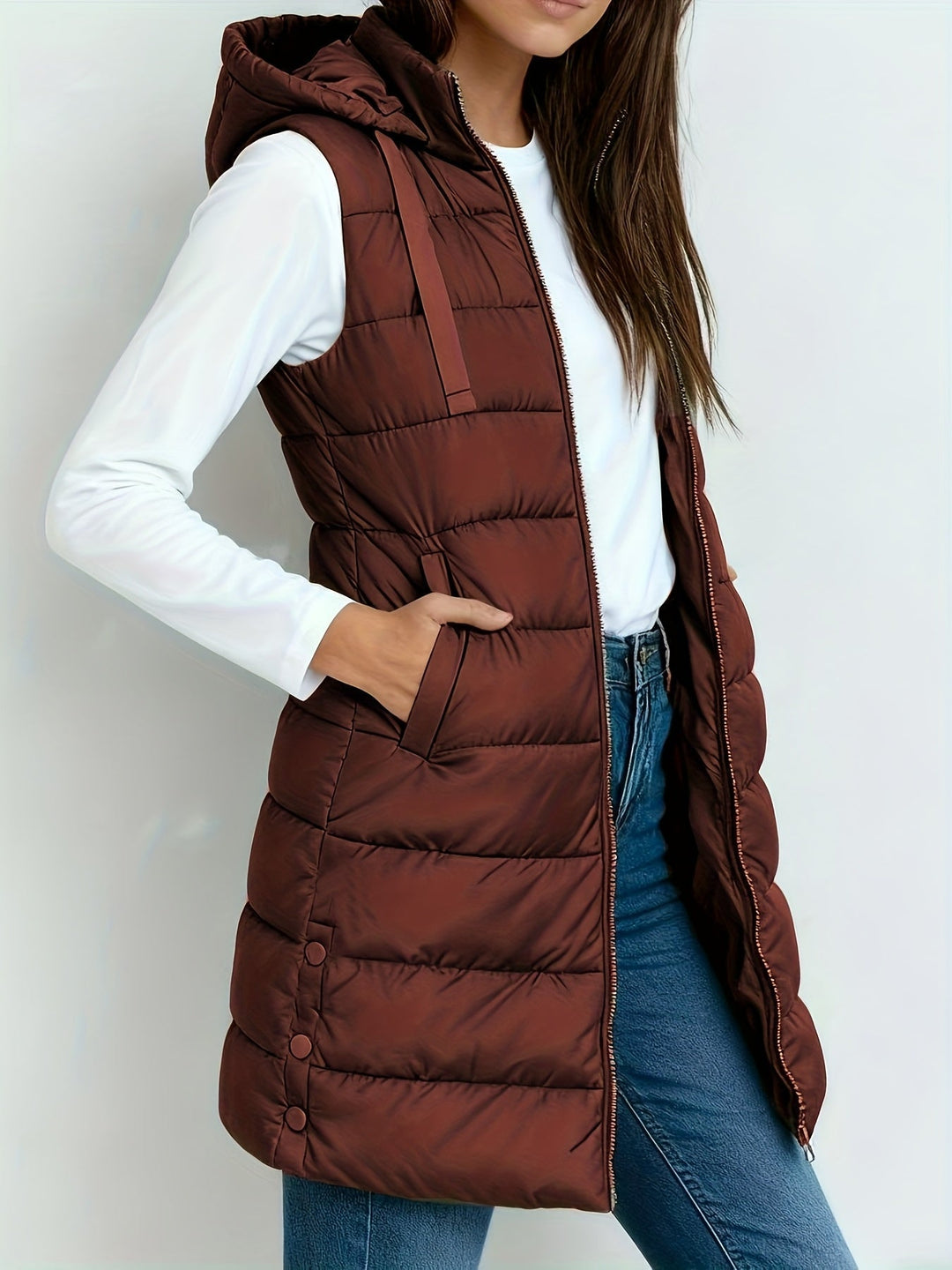 Womens Hooded Relaxed Longline Coat Oversized Fit