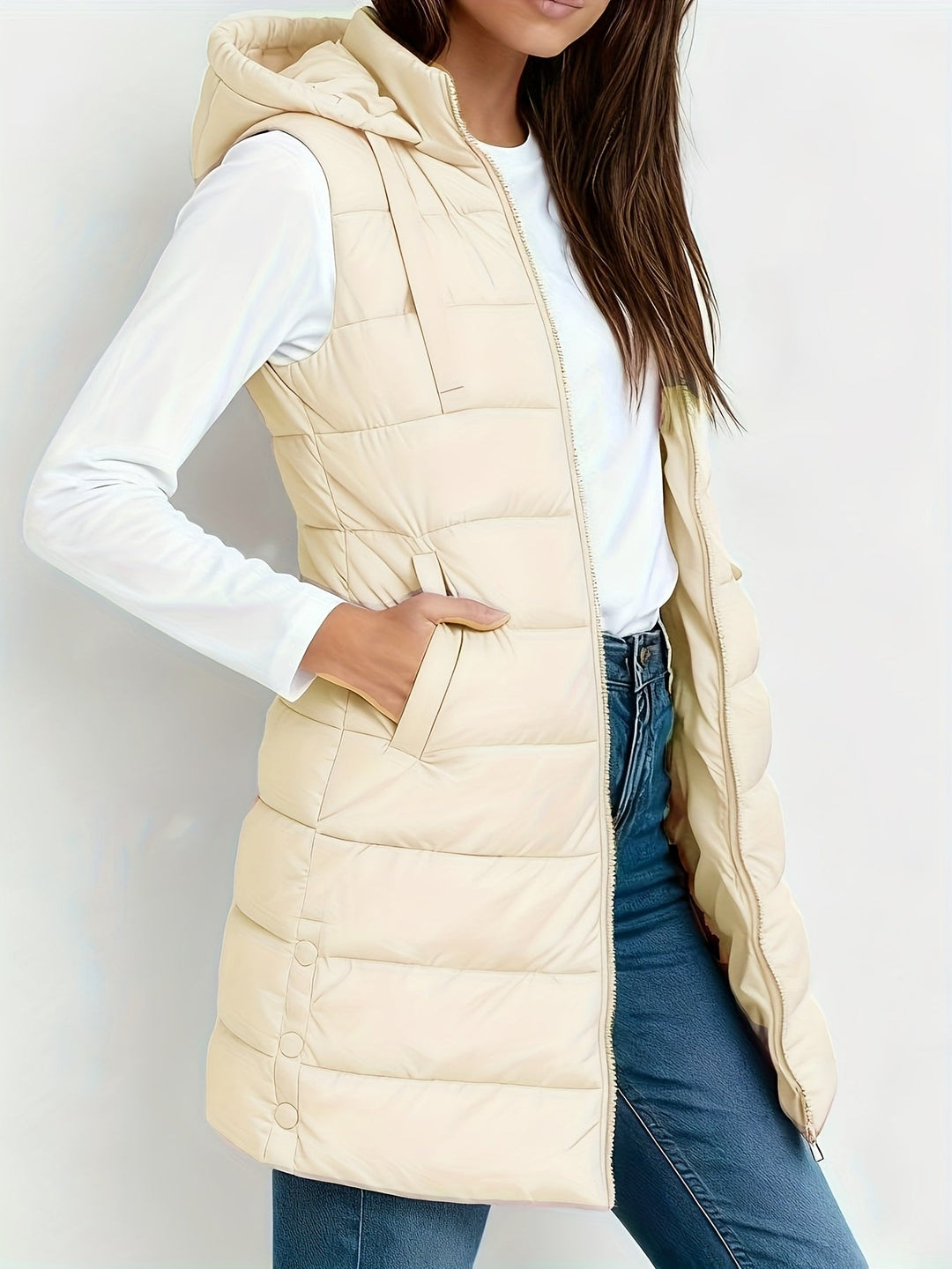 Womens Hooded Relaxed Longline Coat Oversized Fit