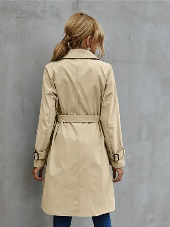 Womens Belted Double Breasted Classic Trench Coat
