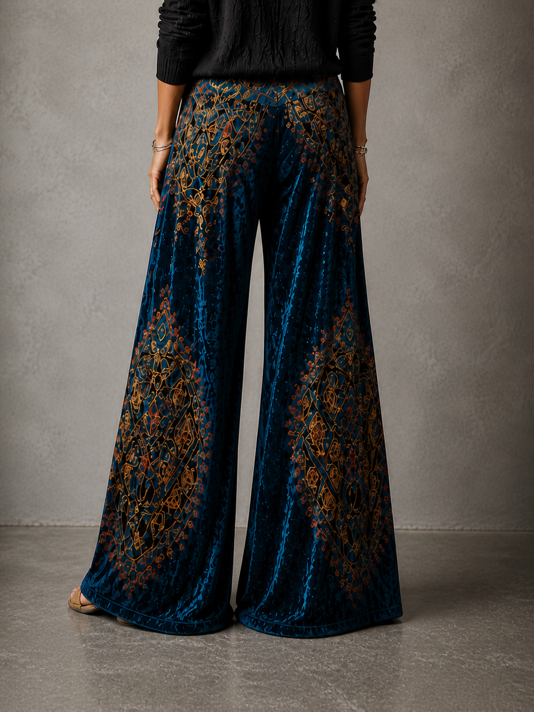 High Waisted Wide Leg Pants Bohemian Flowy Women