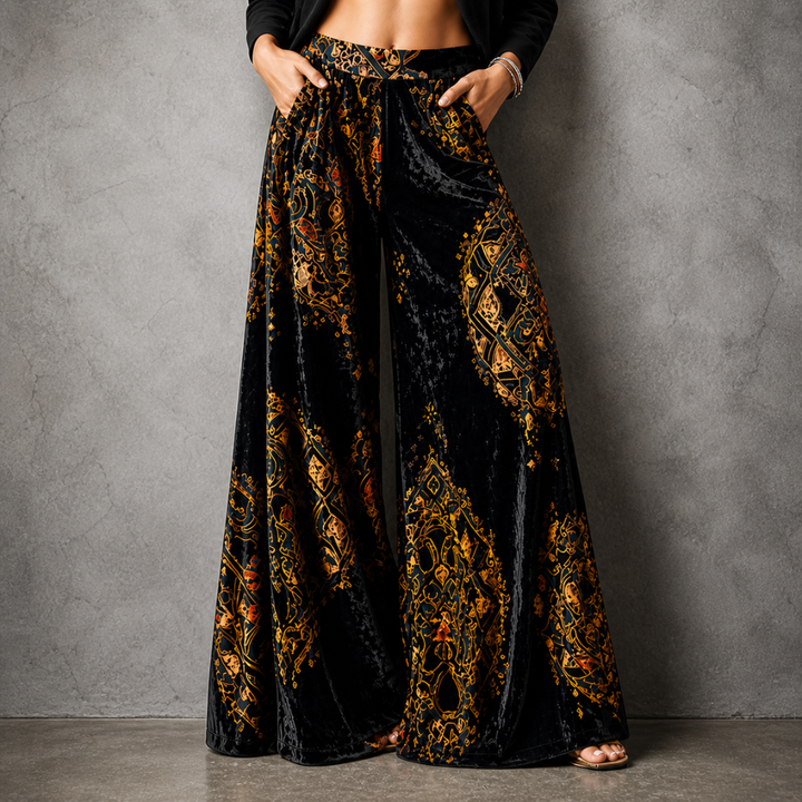 High Waisted Wide Leg Pants Bohemian Flowy Women
