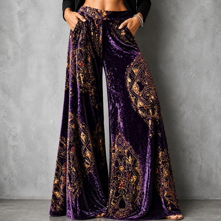 High Waisted Wide Leg Pants Bohemian Flowy Women
