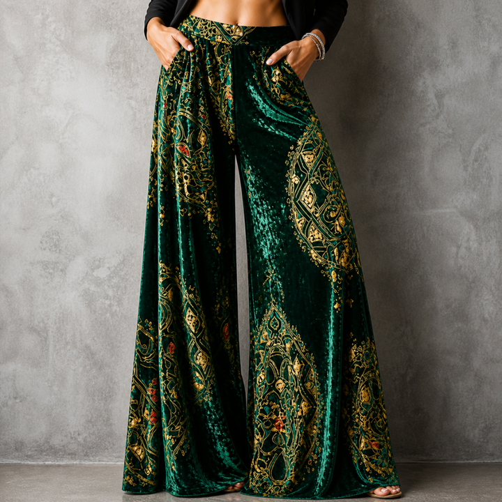 High Waisted Wide Leg Pants Bohemian Flowy Women