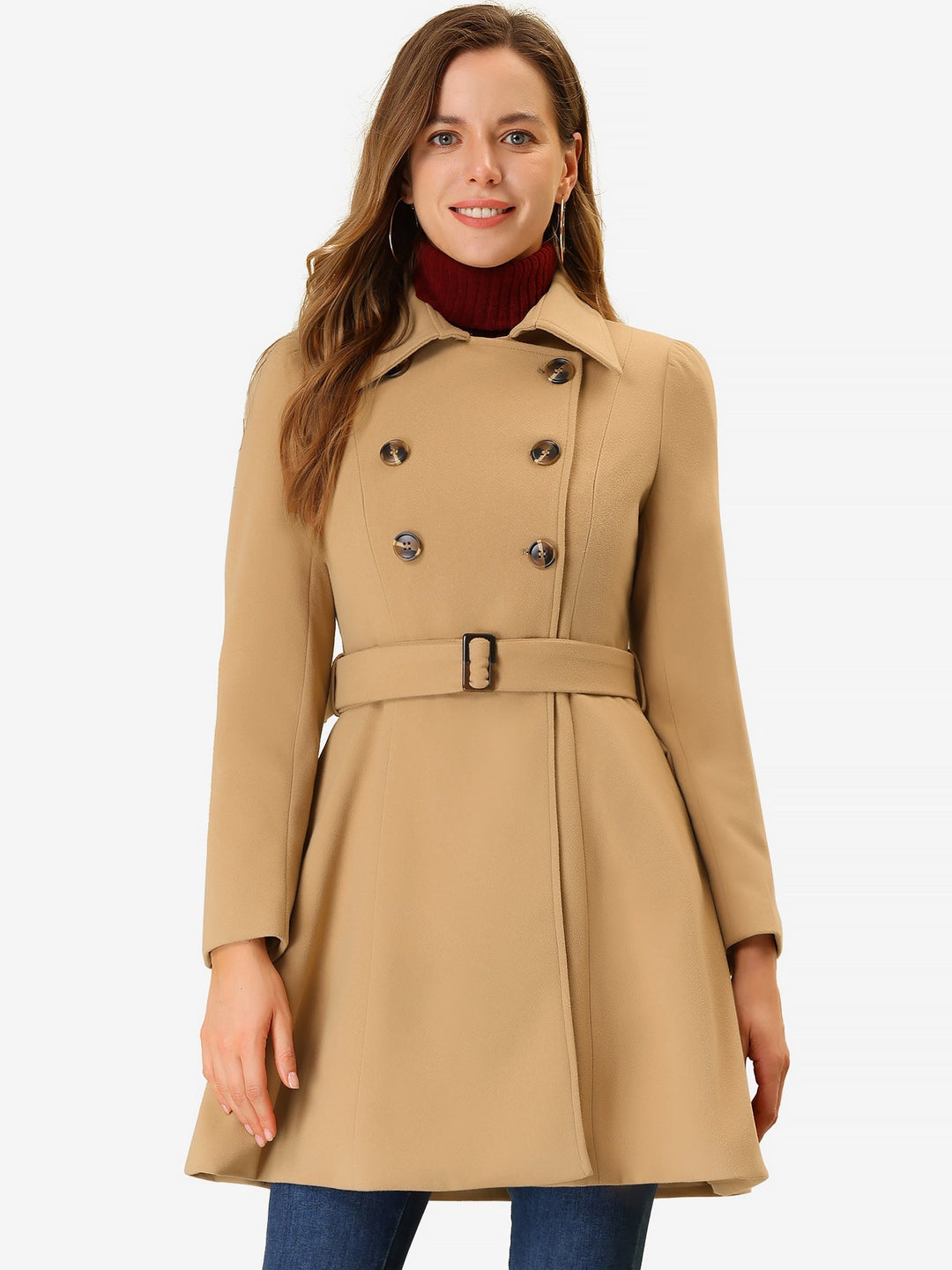 Fit and Flare Double Breasted Trench Coat Women