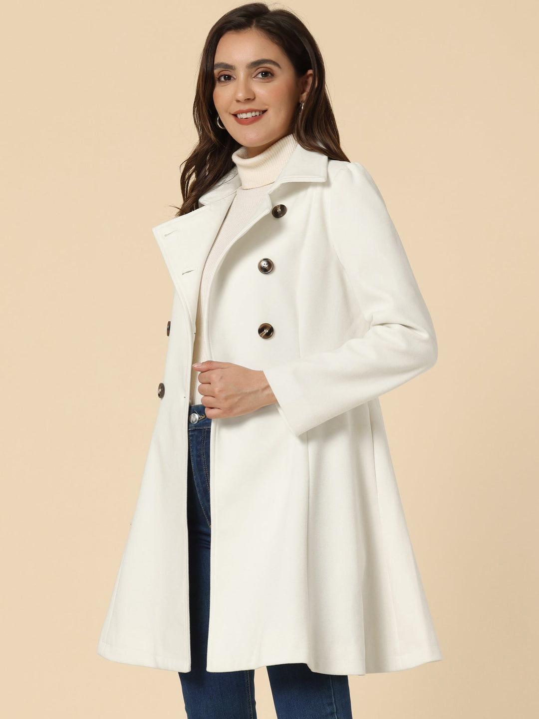Fit and Flare Double Breasted Trench Coat Women