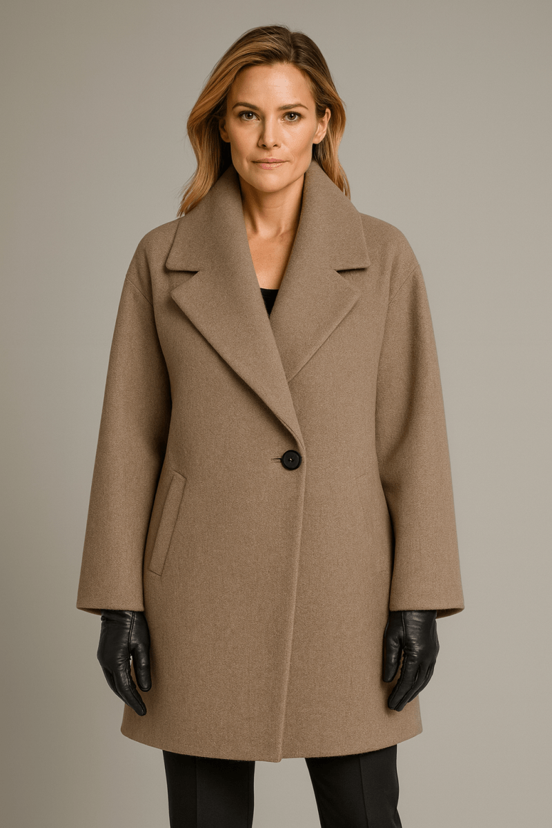Womens Wool Coat Oversized Minimalist Single Button