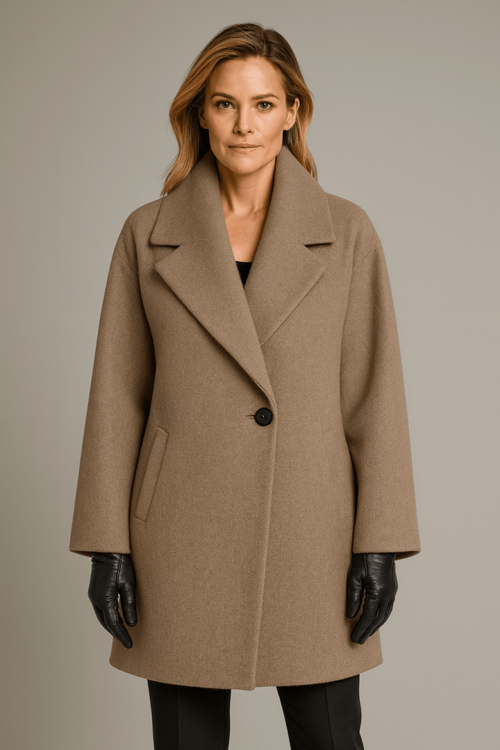 Womens Wool Coat Oversized Minimalist Single Button