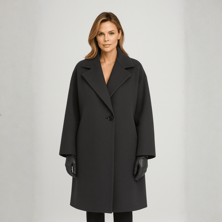 Womens Wool Coat Oversized Minimalist Single Button