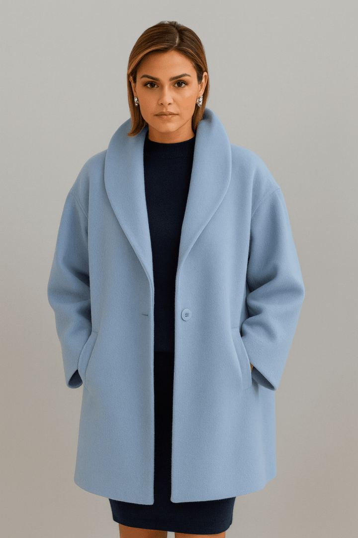Womens Wool Coat Oversized Minimalist Single Button