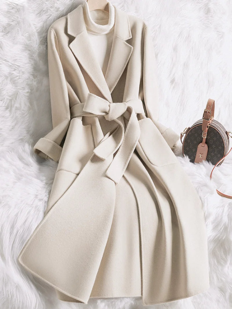 Structured Longline Notch Lapel Coat for Women