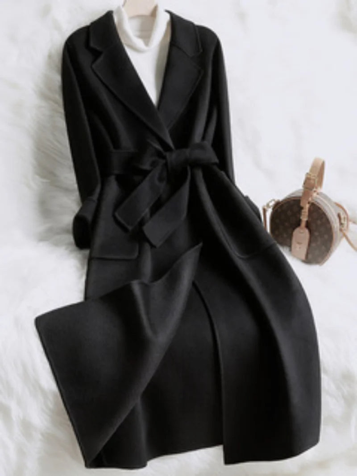 Structured Longline Notch Lapel Coat for Women