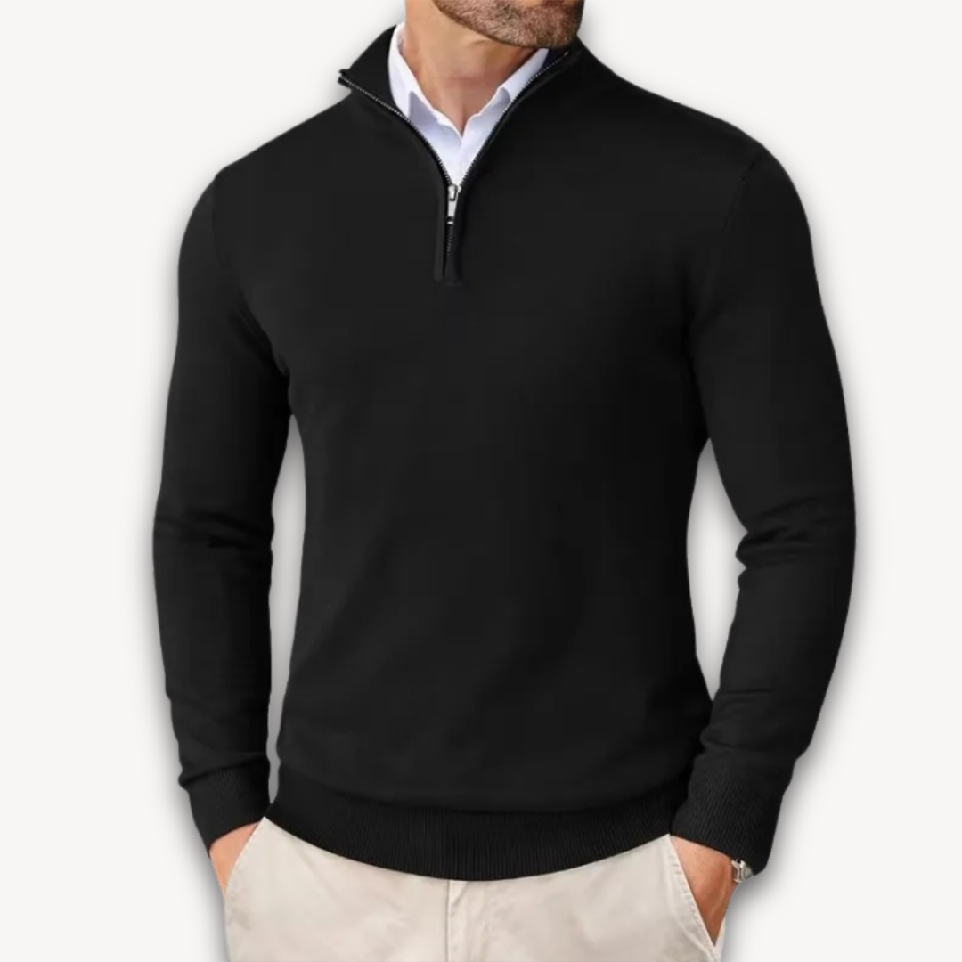 Mock Neck Ribbed Sweater Oversized Relaxed Fit Men