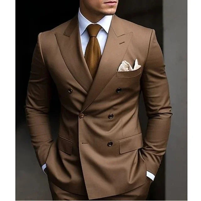 Mens Double Breasted Straight Leg Everyday Suit