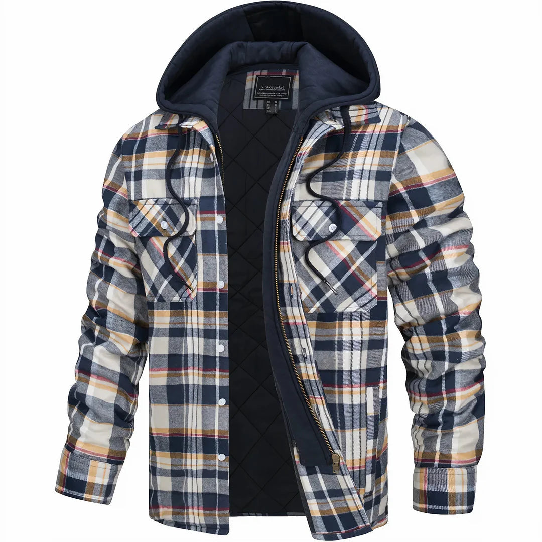 Mens Hooded Quilted Longline Contemporary Coat