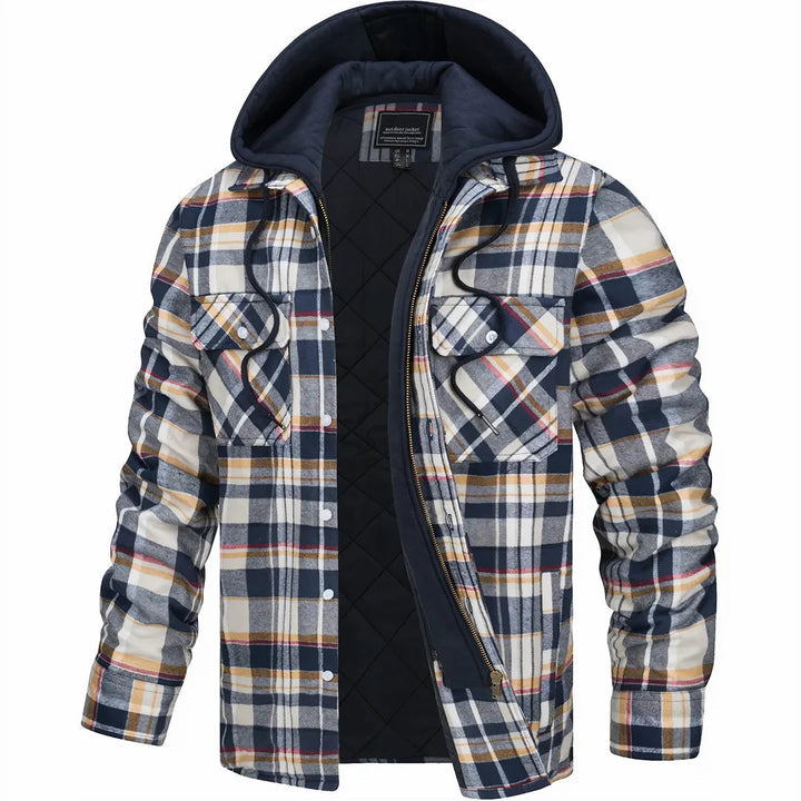 Mens Hooded Quilted Longline Contemporary Coat