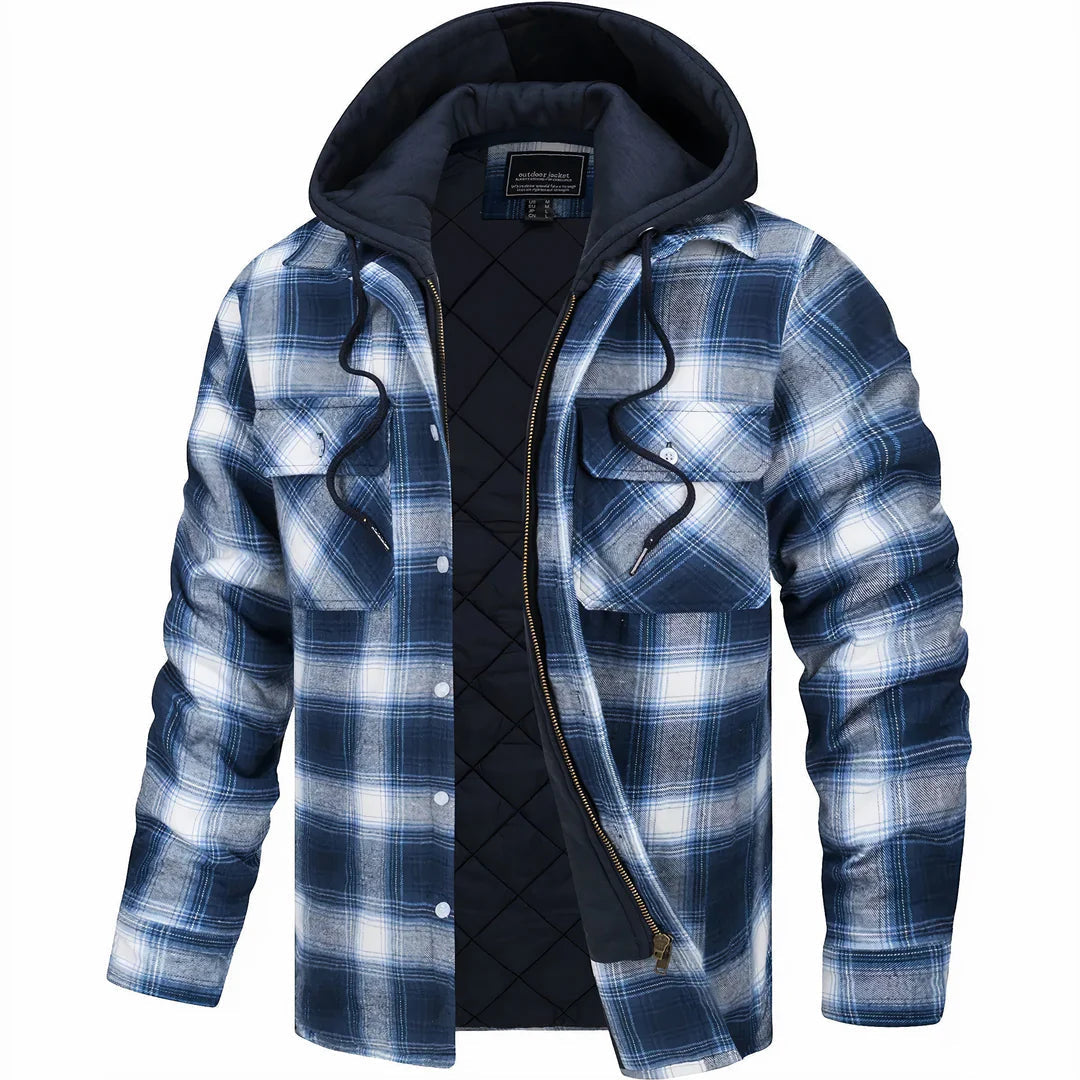 Mens Hooded Quilted Longline Contemporary Coat