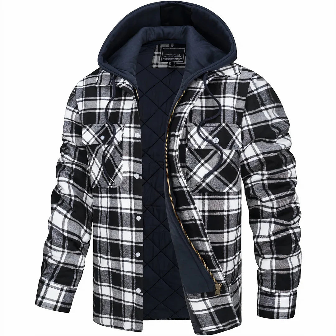 Mens Hooded Quilted Longline Contemporary Coat