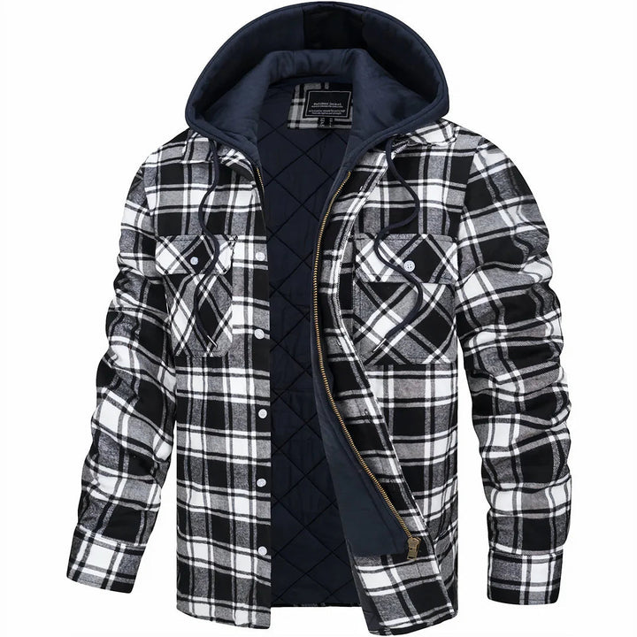 Mens Hooded Quilted Longline Contemporary Coat