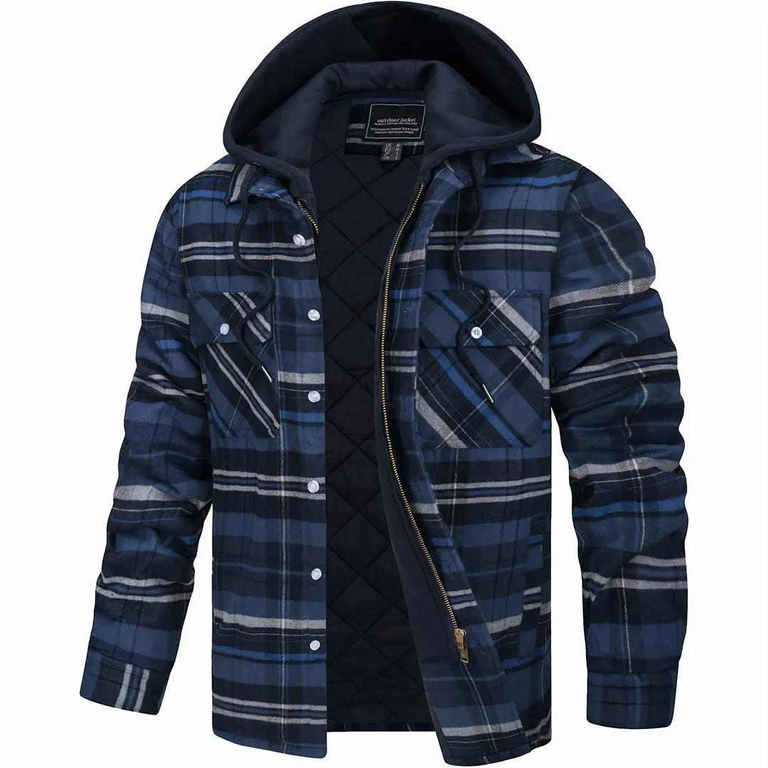 Mens Hooded Quilted Longline Contemporary Coat