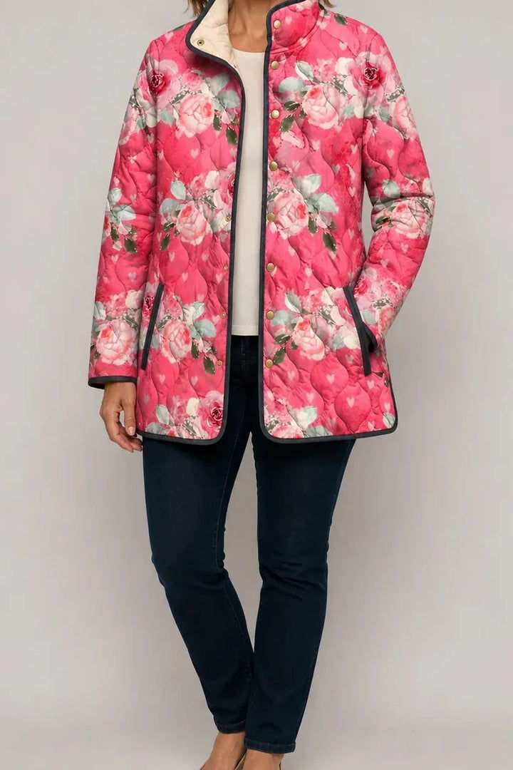 Womens Floral Quilted Jacket Light Padded Layer
