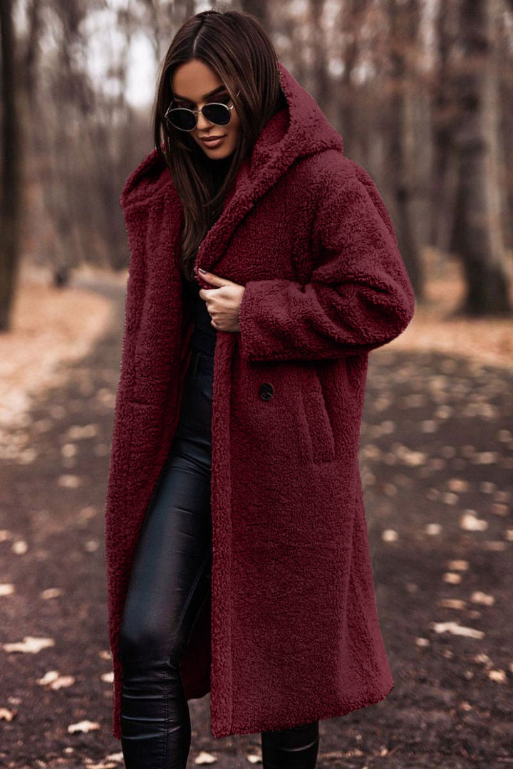 Womens Longline Hooded Relaxed Coat