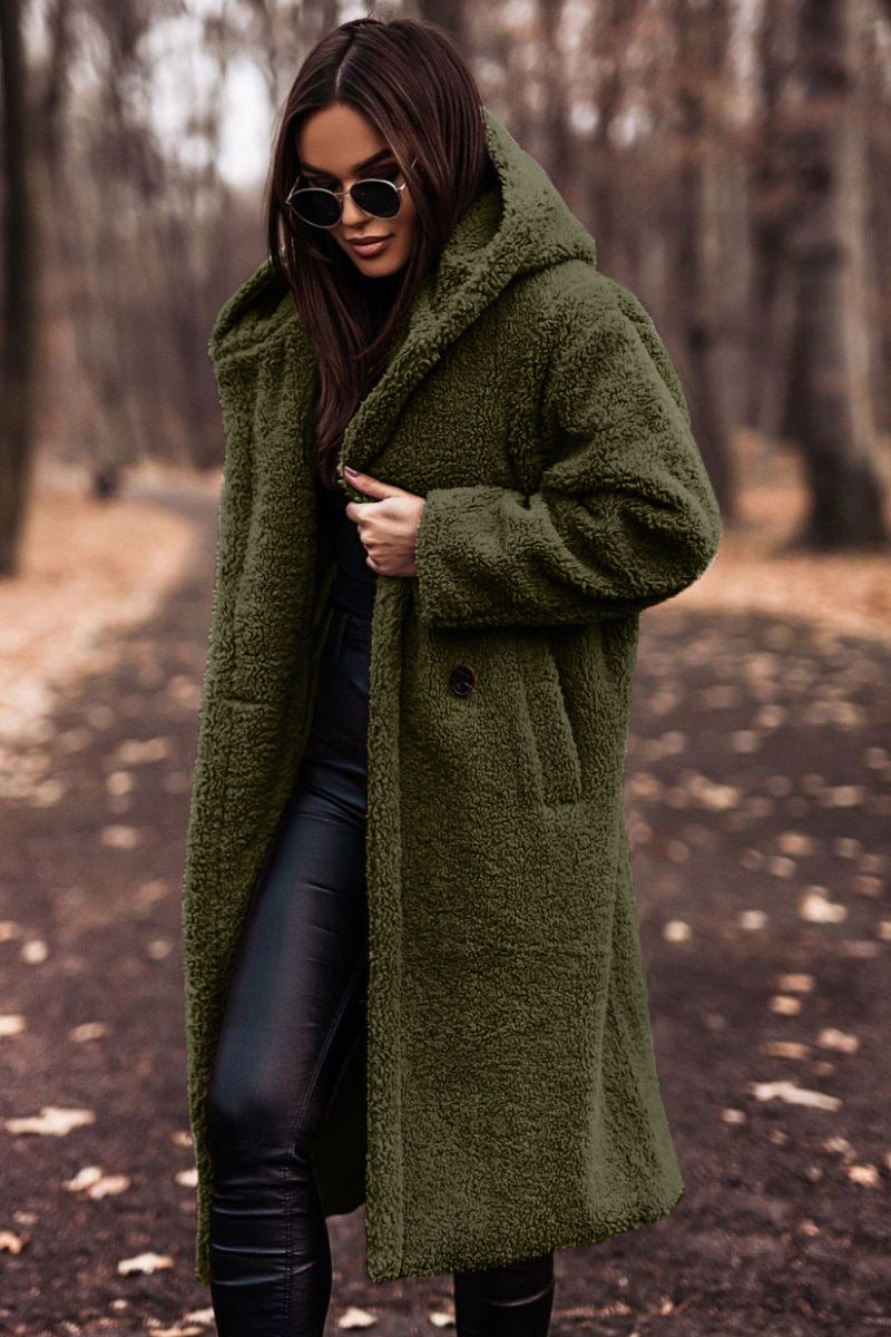 Womens Longline Hooded Relaxed Coat