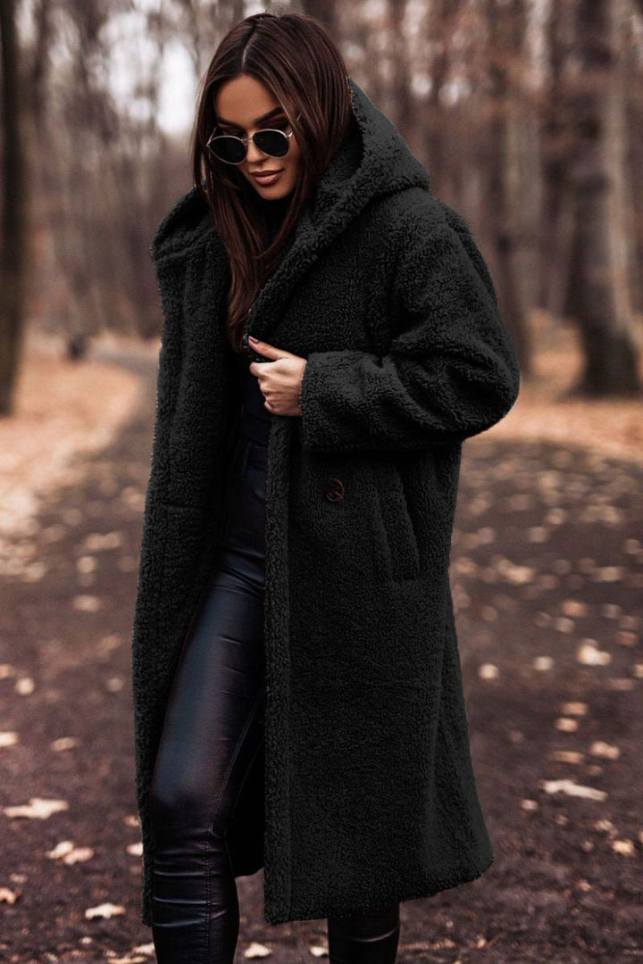 Womens Longline Hooded Relaxed Coat