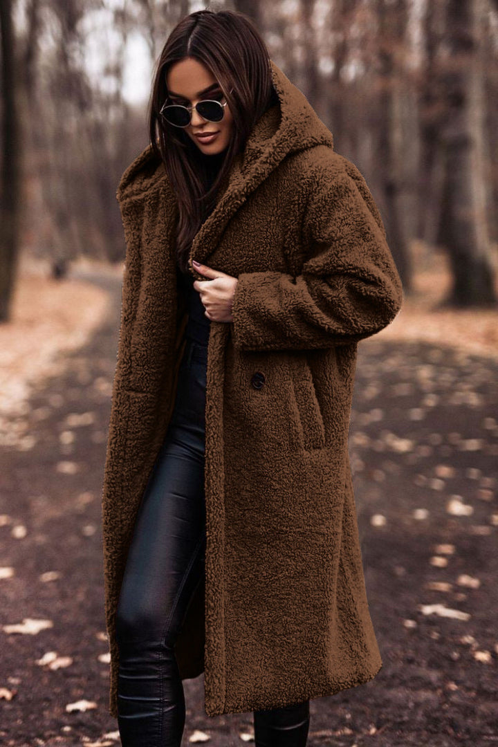 Womens Longline Hooded Relaxed Coat