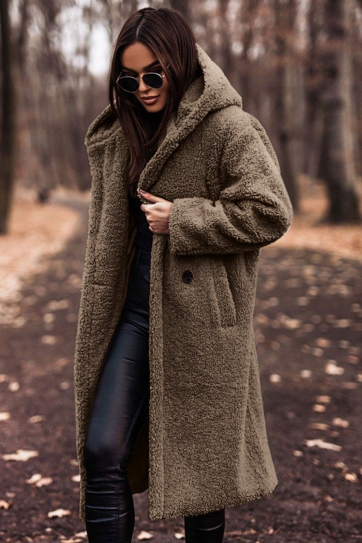 Womens Longline Hooded Relaxed Coat