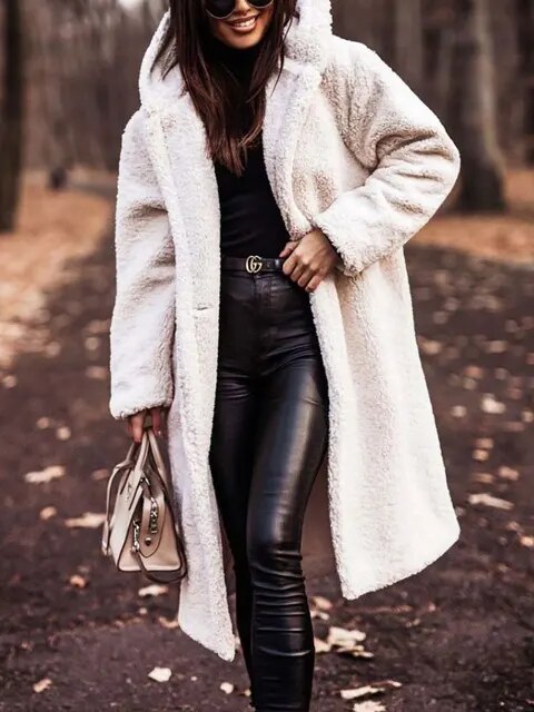 Womens Longline Hooded Relaxed Coat