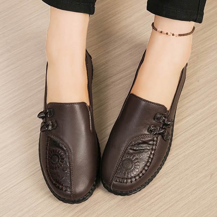 Structured Loafer Flats Leather Style Women