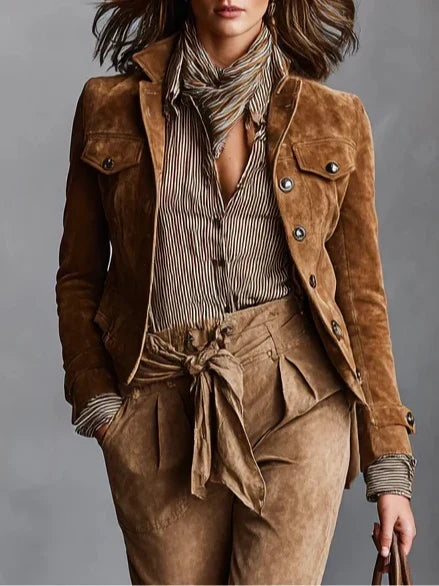 Cropped Wool Notch Lapel Coat Women