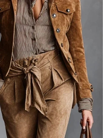 Cropped Wool Notch Lapel Coat Women