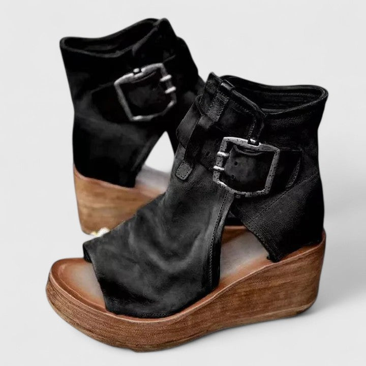 Womens Leather Style Ankle Boots Grip Sole Classic