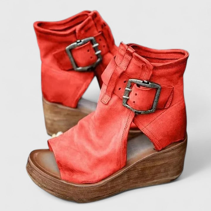 Womens Leather Style Ankle Boots Grip Sole Classic