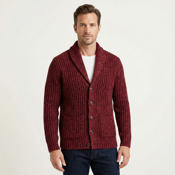 Cable Knit Ribbed Oversized Cardigan for Men