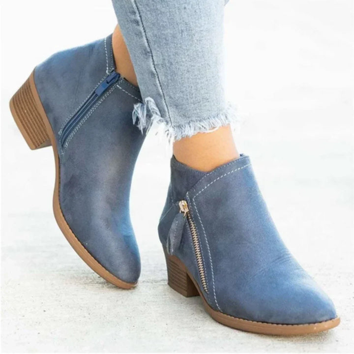 Block Heel Almond Toe Ankle Boots Women