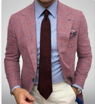 Mens Woven Blazer Notched Lapel Two Button Formal Jacket