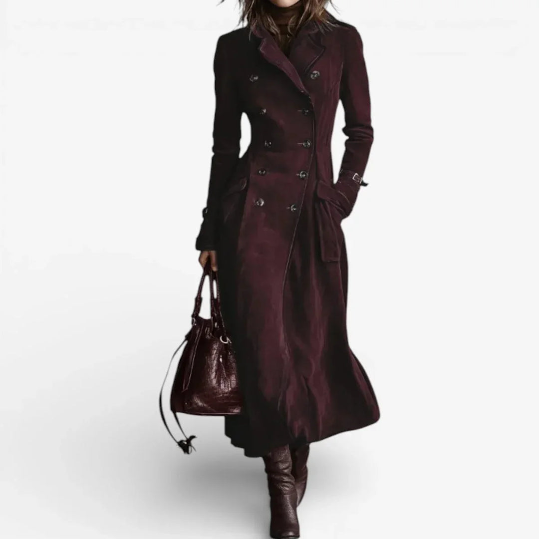 Womens Double Breasted Longline Trench Coat