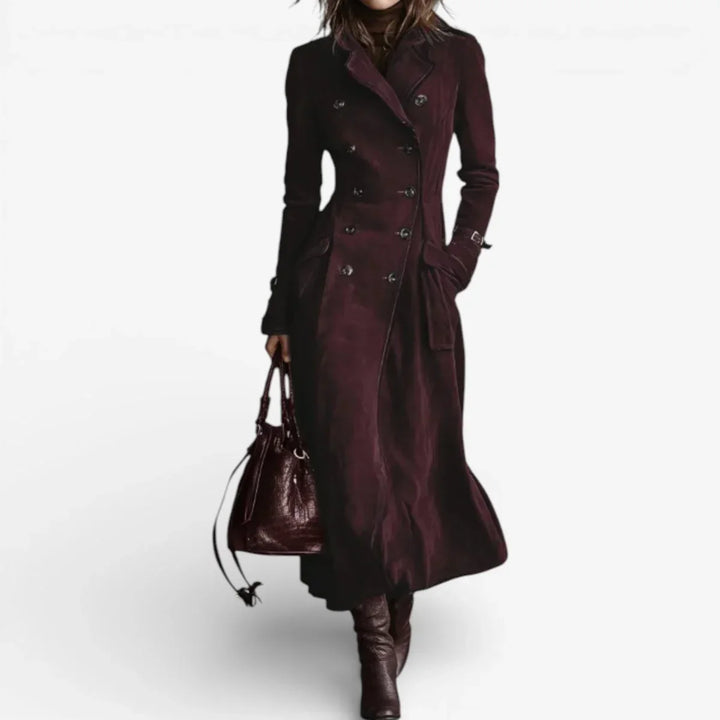 Womens Double Breasted Longline Trench Coat