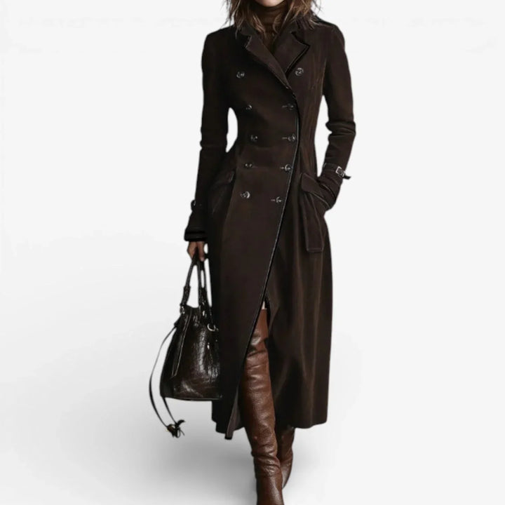 Womens Double Breasted Longline Trench Coat