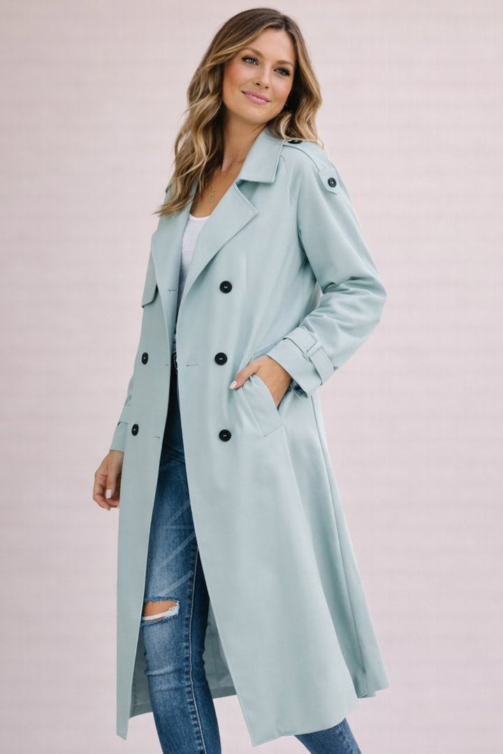 Womens Longline Trench Coat Relaxed Belted Oversized