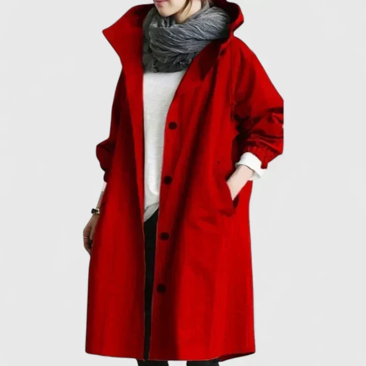 Hooded Longline Wool Blend Coat Women