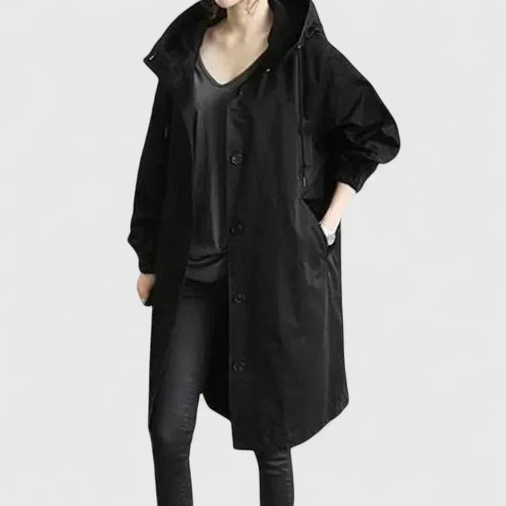 Hooded Longline Wool Blend Coat Women
