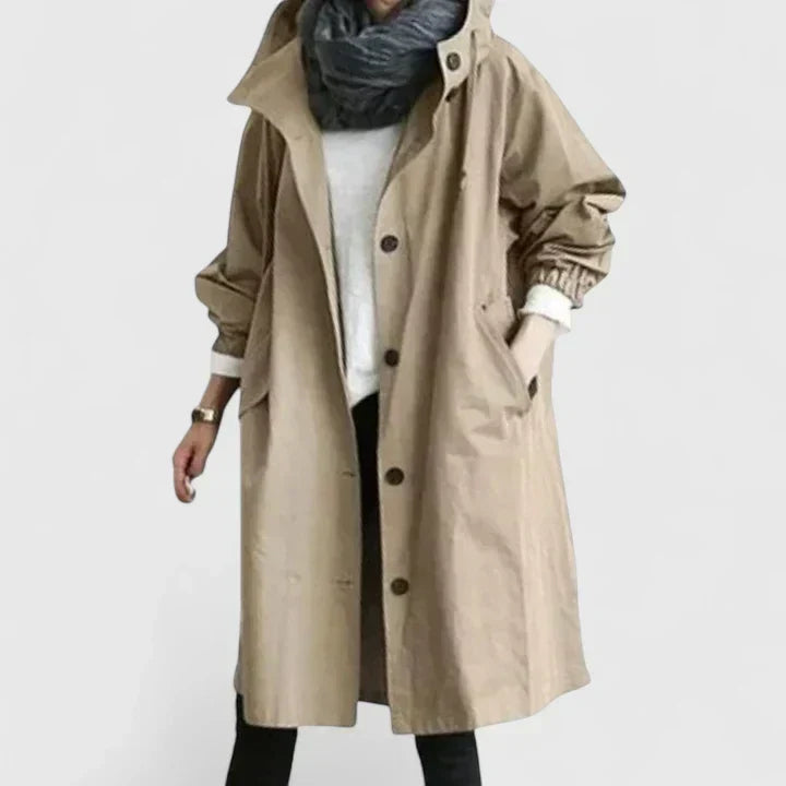 Hooded Longline Wool Blend Coat Women