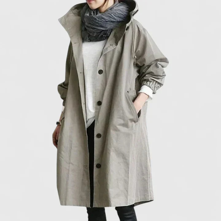 Hooded Longline Wool Blend Coat Women