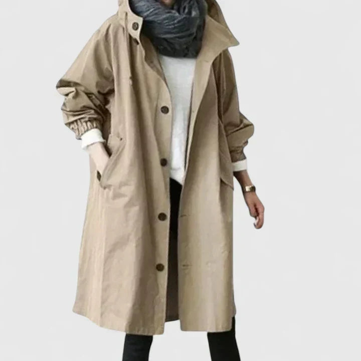 Hooded Longline Wool Blend Coat Women