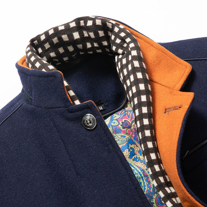 Longline High Neck Wool Blend Coat Women