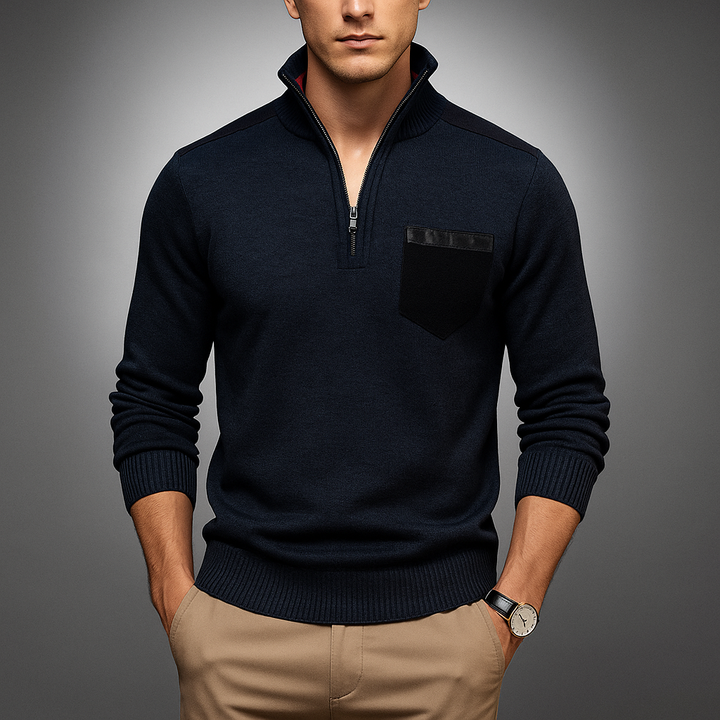 Ribbed Knit Zip Cardigan Relaxed Fit Mens