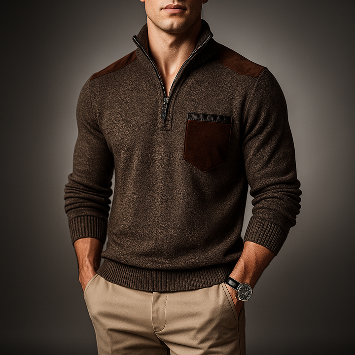 Ribbed Knit Zip Cardigan Relaxed Fit Mens